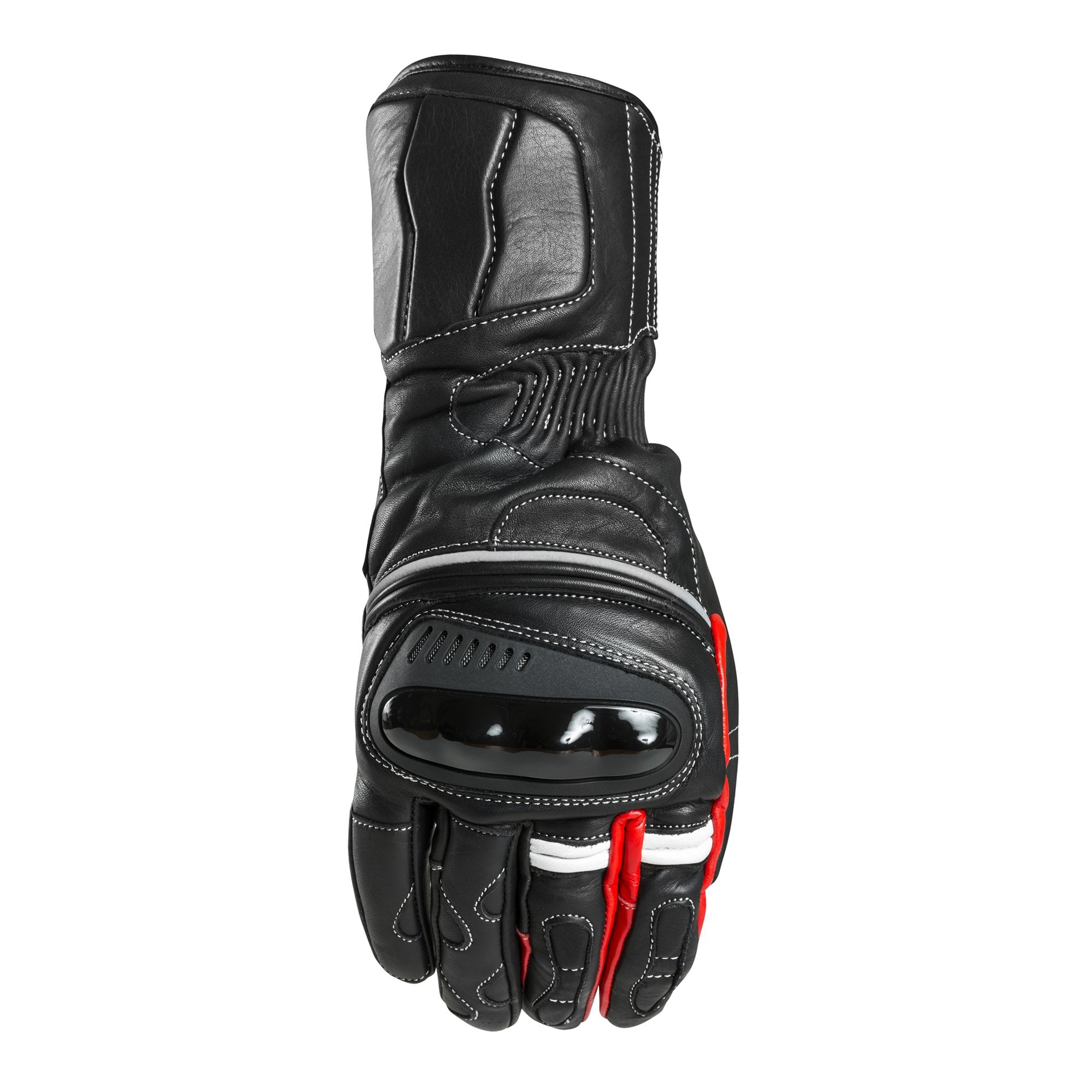 Guante Cuero Natural Térmico Moto, Negro Rojo Y Blanco, Impermeable. Respekt