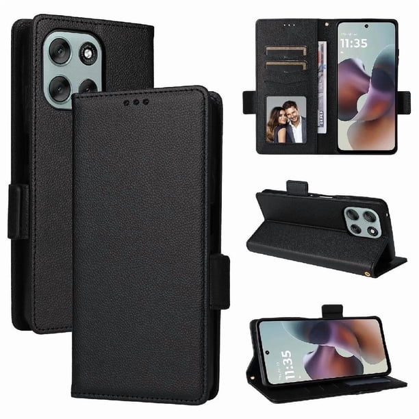 Funda Cartera para Motorola MOTO G66J 5G Tapa Flip con Ranuras y Soporte Negro