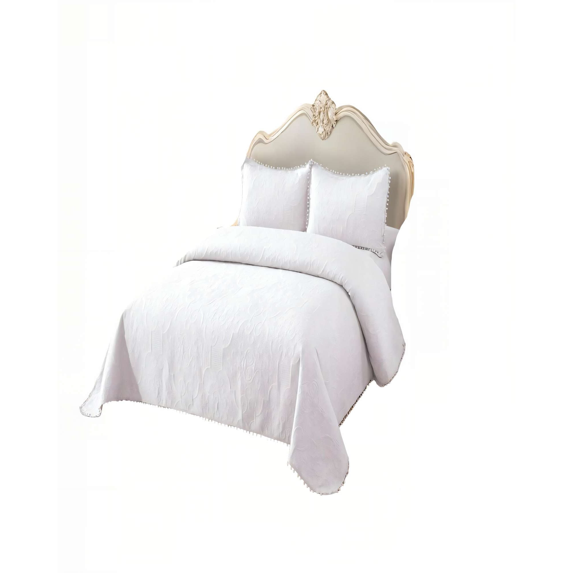 Genérico - Cubrecama De Verano Quilt 1 5 Plazas Con Pompon Color Blanco