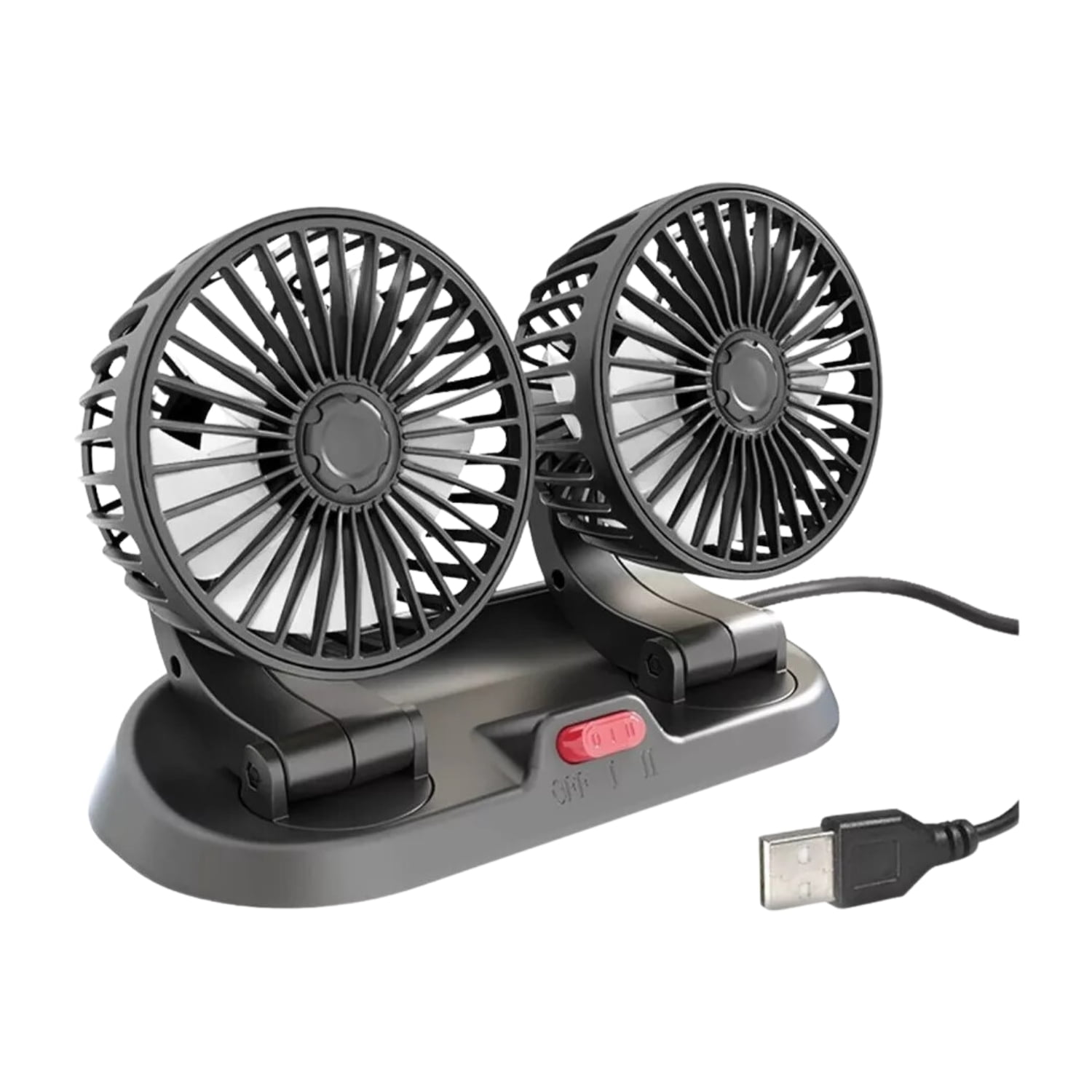 Importclick - Mini Ventilador Automóvil Usb Doble 5 Aspas Portátil Negro