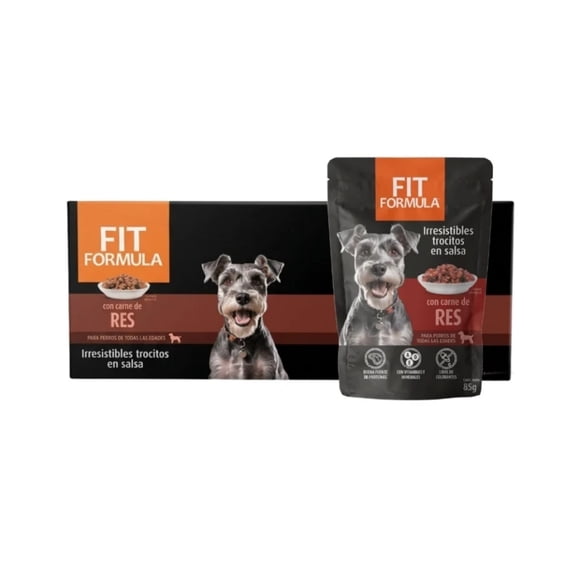 Caja Sachet Perros Fit Formula Con Carne De Res 24 Un.