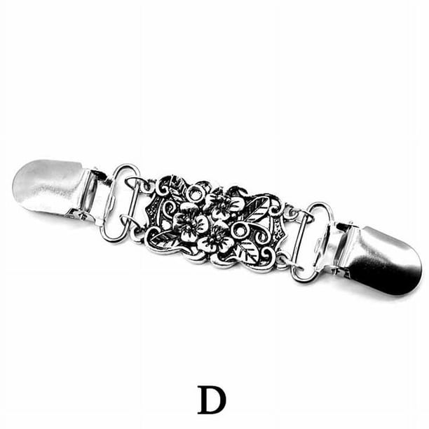 1pc Vintage Sweater Shawl Clip - Elegant Metal Brooch for Dresses, Cardigans, and Collars - Flower Pattern Design