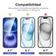 thumbnail image 2 of Protector de pantalla NEW'C para iPhone 16/15 (6.1 pulgadas), paquete de 3, 2 of 7