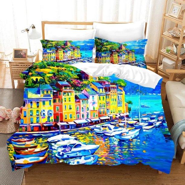 Oil Painting Van Gogh Star Sky Bedding Set Queen King Size Bedroom Decor Quilt Cover Pillowcase Bed Linen Home TextileBed Sheets
