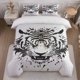 thumbnail image 1 of 3pcs Tiger Head Illustration Themed Bedding Set Duvet Cover and Pillowcase Set, 1 of 1