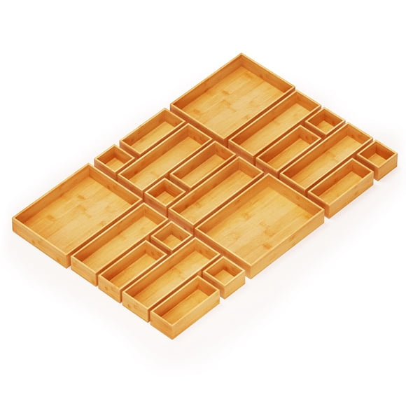 CADDY SpaceAid Set de 21 Piezas de Organizadores de Bambú Natural
