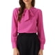 thumbnail image 1 of INSPIRE CHIC Blusas de Mujer con Lazo en el Cuello Elegantes de Manga Larga para Oficina y Trabajo XS Rosa Fucsia, 1 of 4
