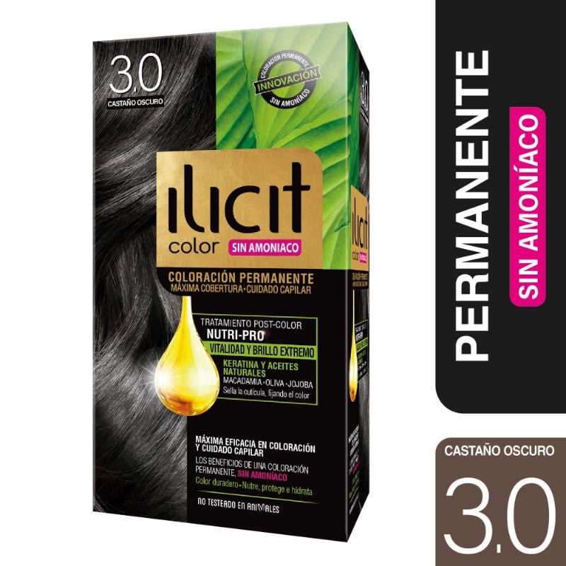 Ilicit - Coloración Permanente Sin Amoníaco 3.0 Castaño Oscuro