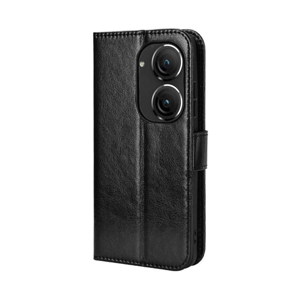 Funda tipo libro para Asus Zenfone 10, cartera todo‑en‑uno, funda multifuncional con tarjetero y correa de muñeca desmontable