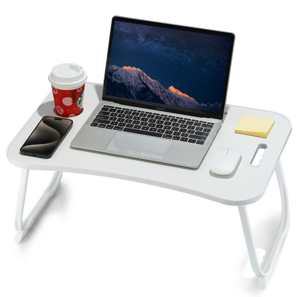 Mesa de Regazo Plegable ZEAPTAC 60 x 40 x 28 cm con Portavasos
