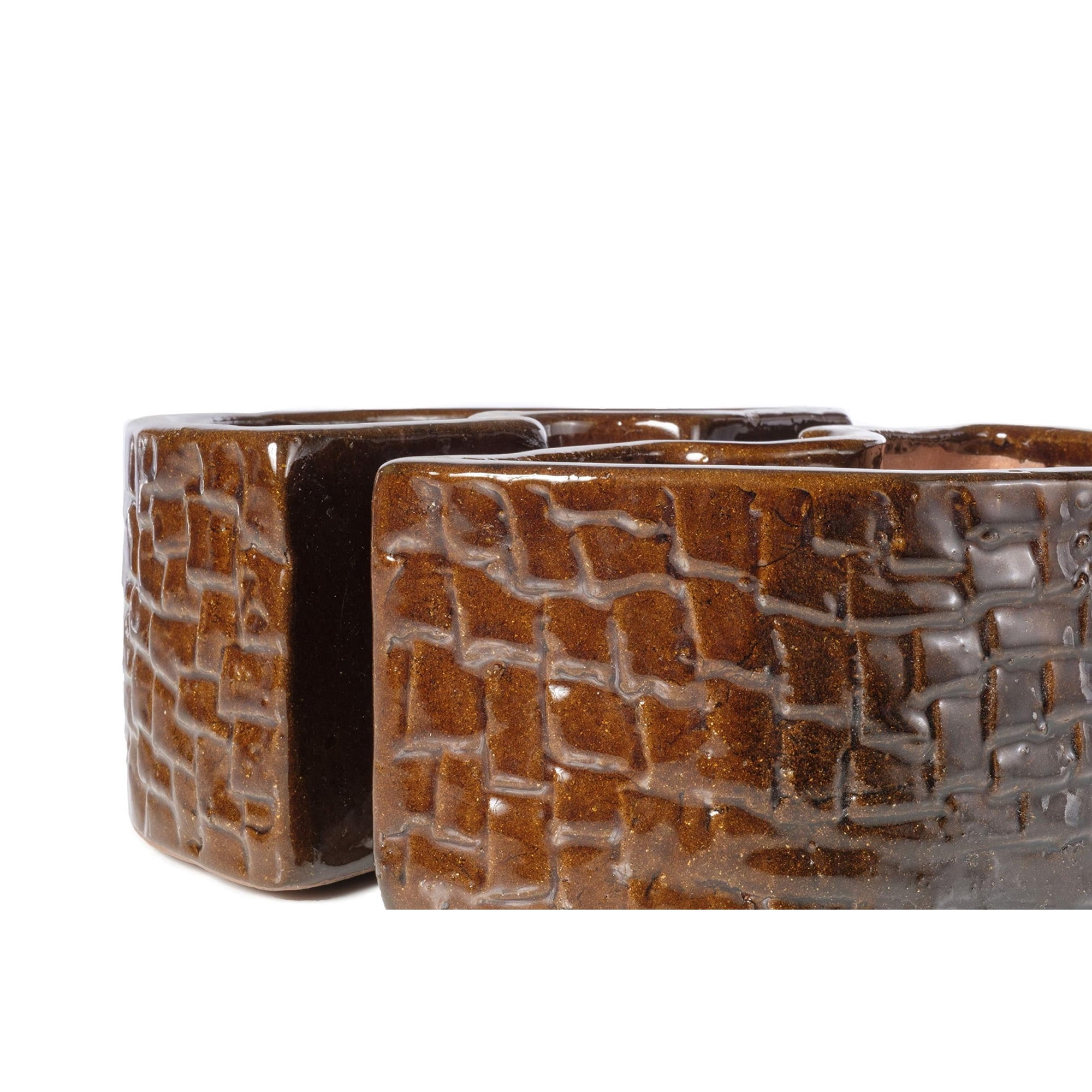 Jardinera Con Sombrilla Alfresco Home, Adoquín, Color Marrón Tierra, Esmaltada