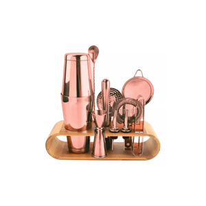 Genérico - Juego Coctelería Set Bar Kit 12 Pzs - Color Cobre Con Base