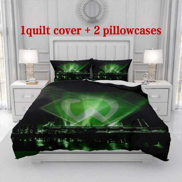 3pcs Bremen Green Light Stadium Themed Bedding Set Duvet Cover and Pillowcases