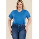 thumbnail image 1 of Saronite Top Corto Básico de Manga Corta con Lazo Delantero, Azul Ibiza (Talla Grande para Mujer), 1 of 5