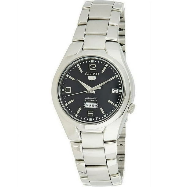 Reloj Seiko Hombres 5 Automático SNK623K Negro de Acero Inoxidable Auto Viento Reloj de Moda