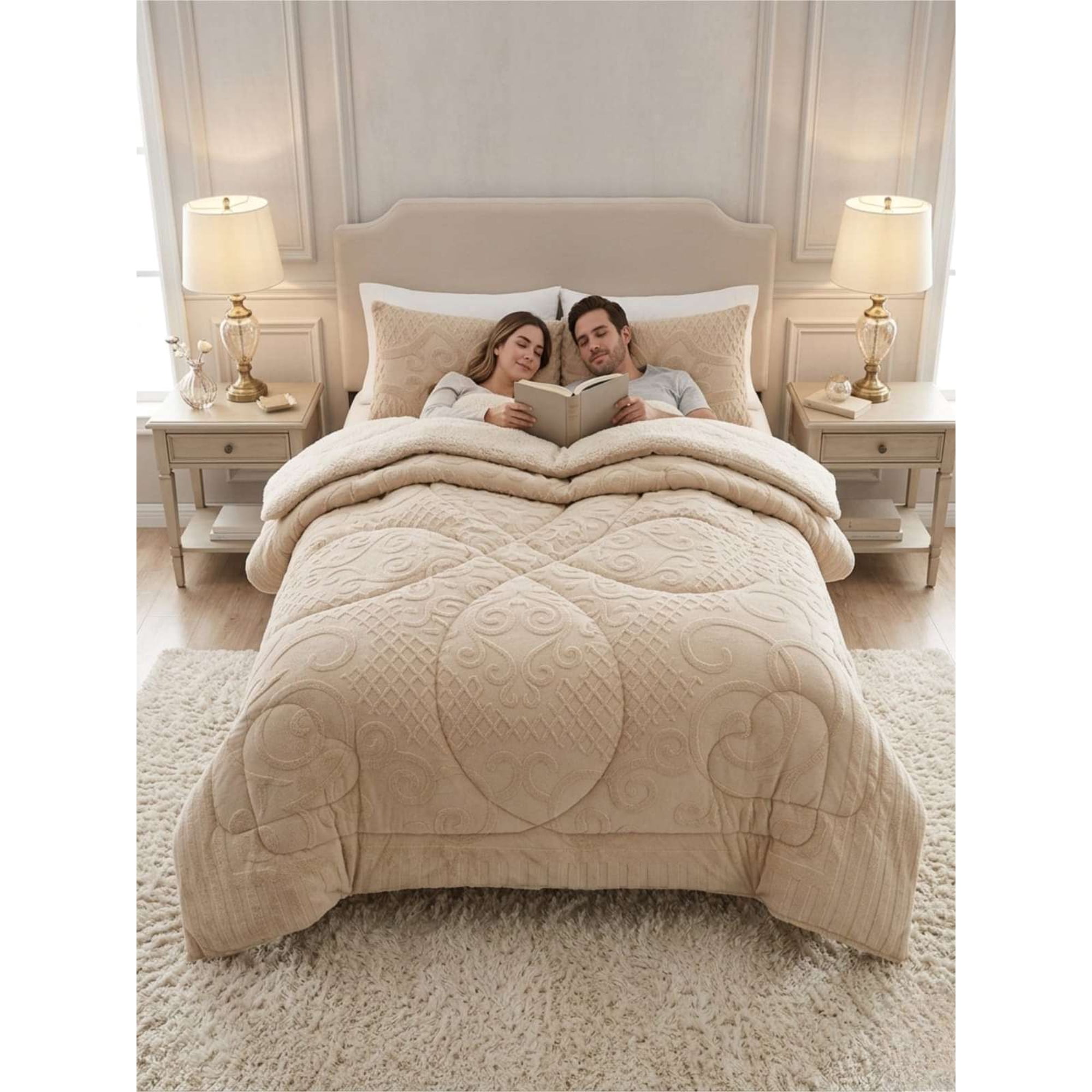 Todo Para El Hogar - Cubrecama Plumón Jacquard Premium 2 Plazas Invierno Térmico