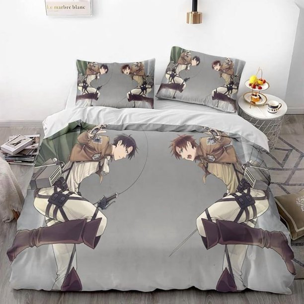 Attack -on- Giant Win-gsofLibe-rty -Anime -Soft 3D Prin-ed Duve-t Cover Bedd-ng Set -with Co-mforter C-over