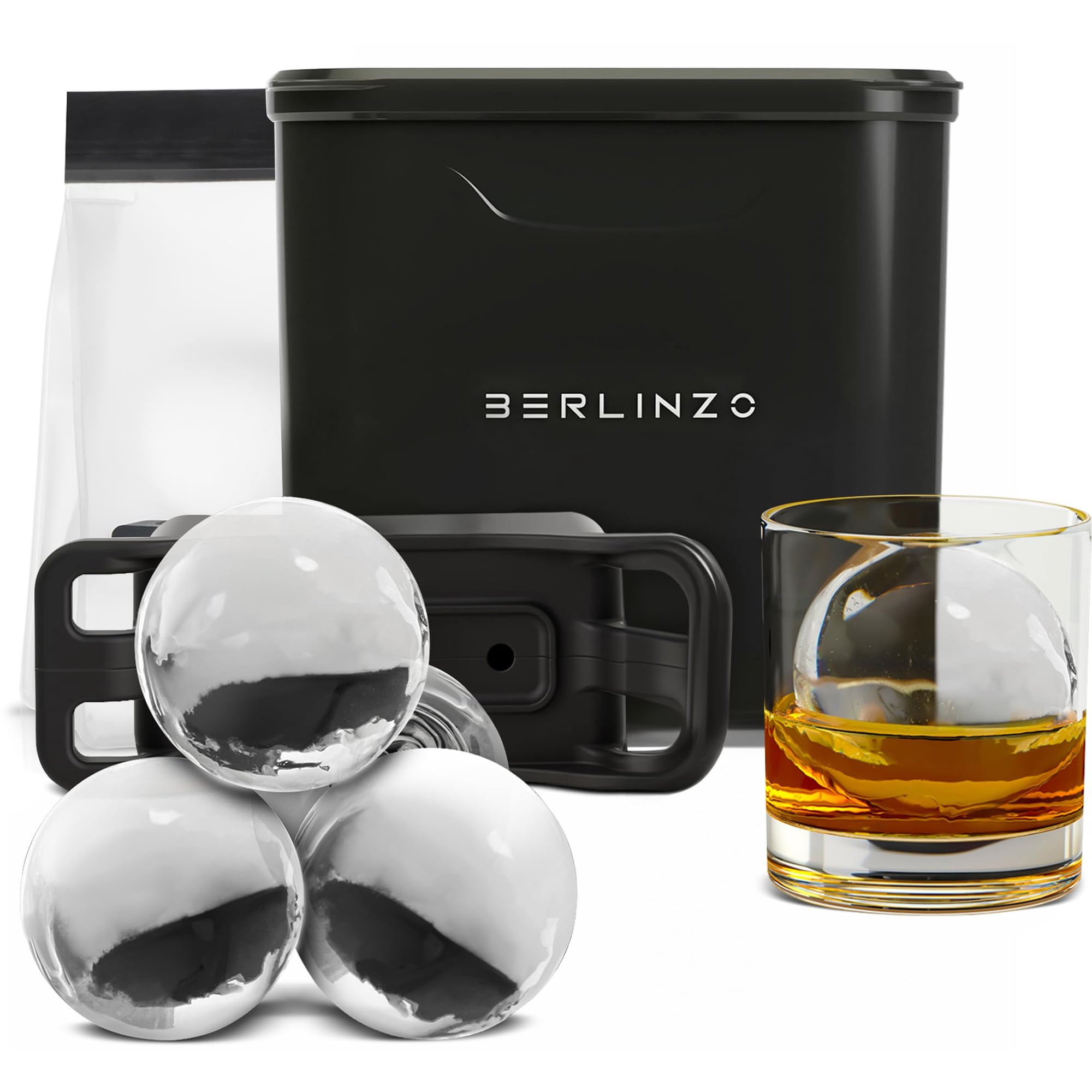 Molde Para Hacer Bolas De Hielo Berlinzo Premium, Transparente, 2.4 Pulgadas, 2 Bolas