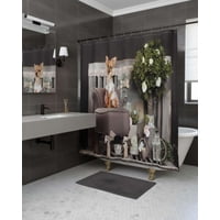 Mylhogar - Cortina De Baño Tela Género + Forro Impermeable