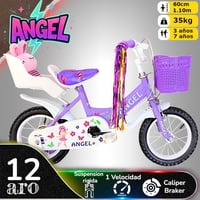 Vipnetwork - Bicicleta Aro 12 Infantil Con Peluchero Lila Angel