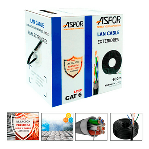 Cable De Red Utp Cat6A 23Awg 100M Cca Para Exterior Aspor