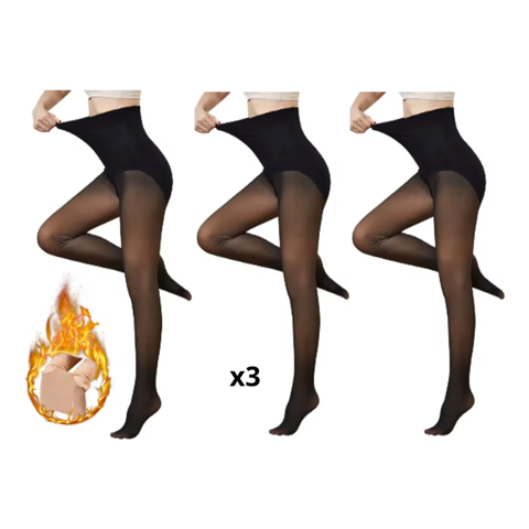 Genérico - Pack 3 Pantys Calzas Medias Efecto Piel Con Polar Y Faja