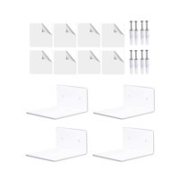 Magideal - 4 Estantes Montados En La Pared, Estantes Flotantes Pequeños, Decoración De Pared Duradera, Decodificador De Tv, Estantes De Instalación En Pared Para Blanco
