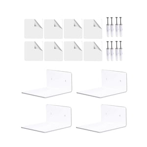 Magideal - 4 Estantes Montados En La Pared, Estantes Flotantes Pequeños, Decoración De Pared Duradera, Decodificador De Tv, Estantes De Instalación En Pared Para Blanco