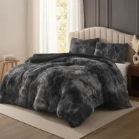 Casadeliacl - Plumon De Invierno Peludos Con Chiporro 2 Plazas Negro Jaspeado Peludo