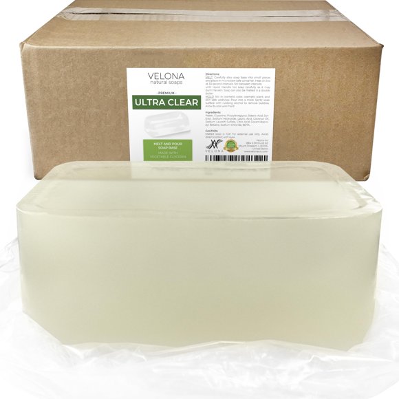 Base de jabón Velona ultra transparente de 11,3 kg para derretir y verter