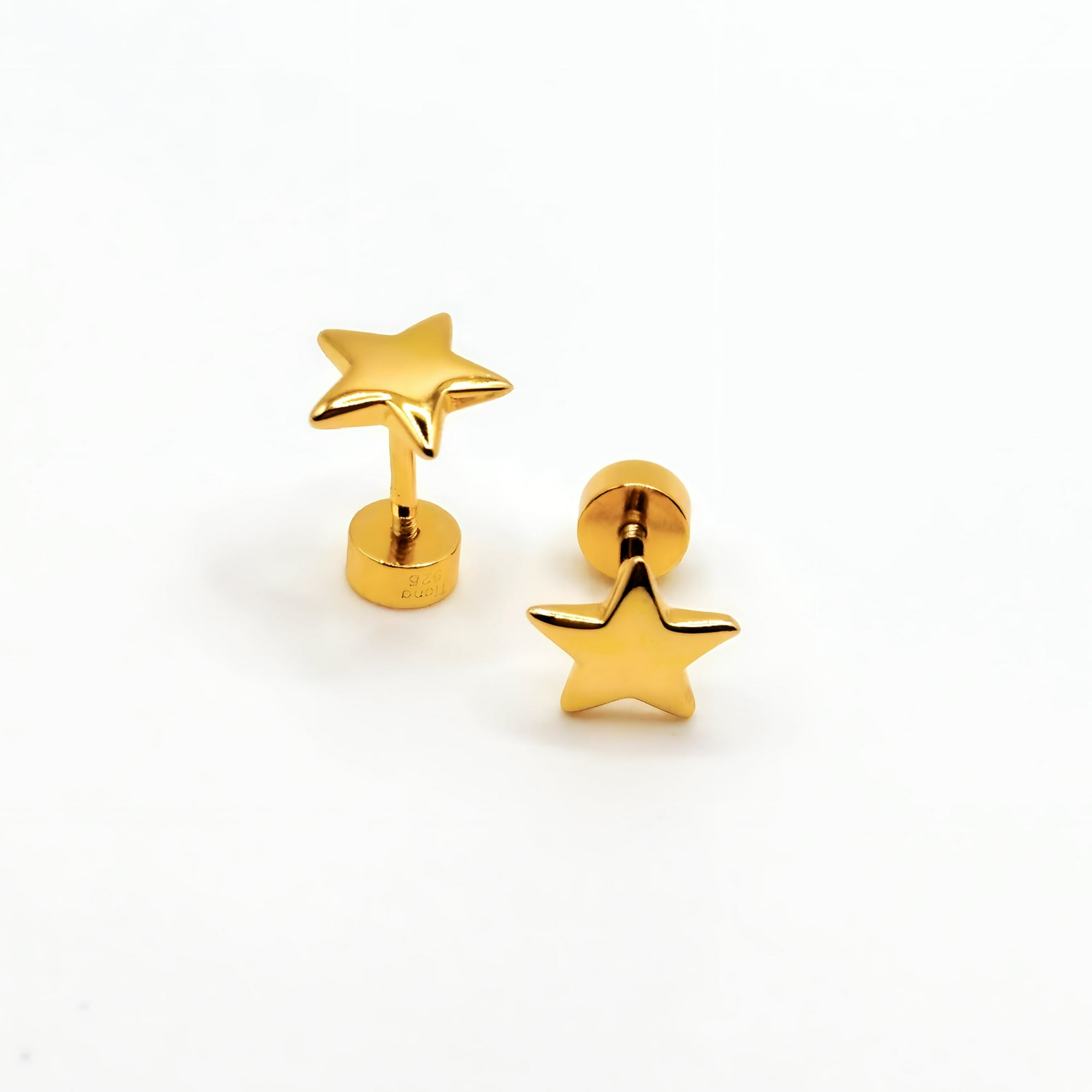 Tiana Joyas - Aros De Estrella De 7 Mm De Plata 925 Enchapados En Oro 18k