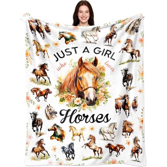 Manta de Franela PFURCE con Estampado de Caballos