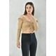 thumbnail image 2 of Polera Mujer Manga Larga Crop Beige Ajustable Talla M, 2 of 3