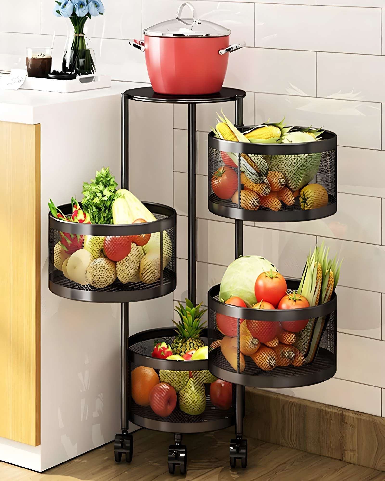 Genérico - Organizador De Frutas 4 Niveles Redondo