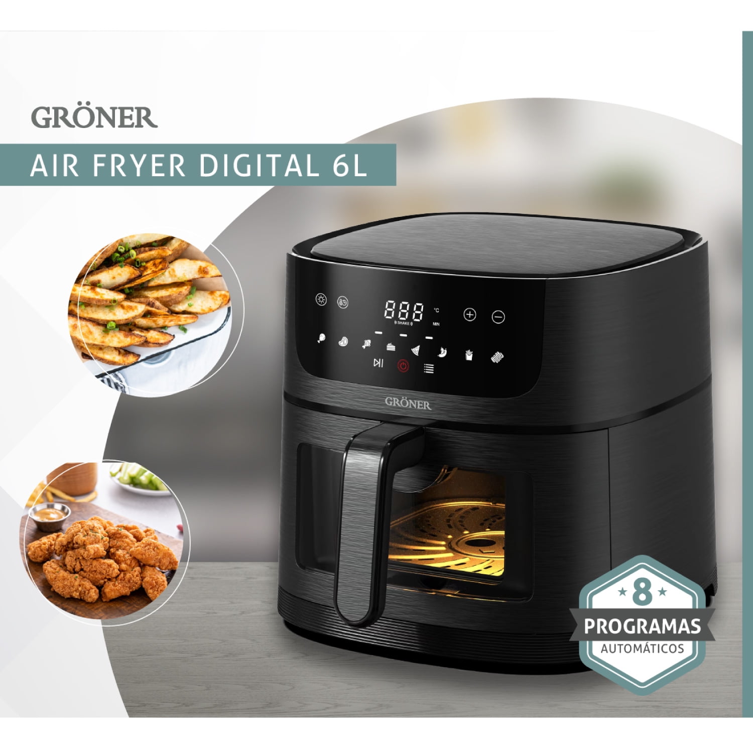 Freidora De Aire Digital Gröner 6L