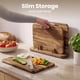 thumbnail image 4 of Tablas de Cortar de Madera SMIRLY para Cocina, Tabla de Cortar Doble Cara con Asa, Juego de 3 Tablas de Madera Maciza de Acacia con Soporte, No Tóxicas para Carne, Verduras y Frutas, 4 of 9