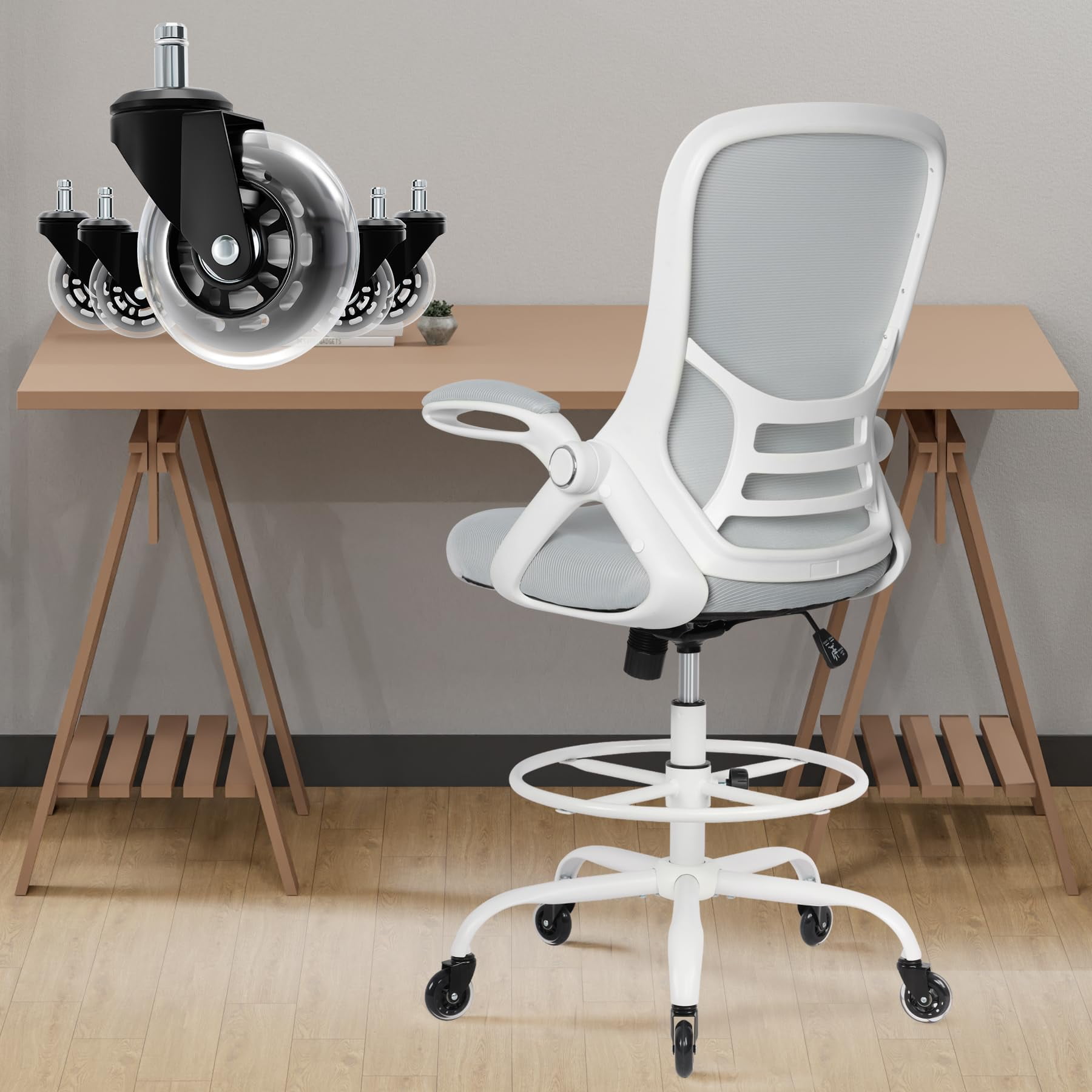 Silla De Dibujo Hylone, Alta, Ergonómica, Blanca, 150 Kg