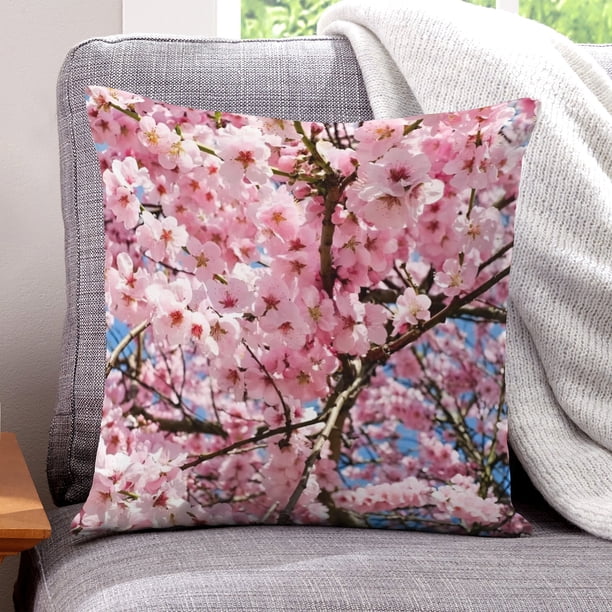 Flor de Cerezo Fundas de almohada de terciopelo con tema, regalos de funda de almohada, decoración para el hogar, cojín de lanzar, regalo de cumpleaños para fans y parejas.30*30cm.