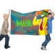 thumbnail image 2 of Las Aventuras de la Máscara Bandera impresa con temática, regalo perfecto para fanáticos, amigos y familiares, y adecuada para actividades al aire libre e interiores, decoraciones de fiesta. 120*180CM, 2 of 6