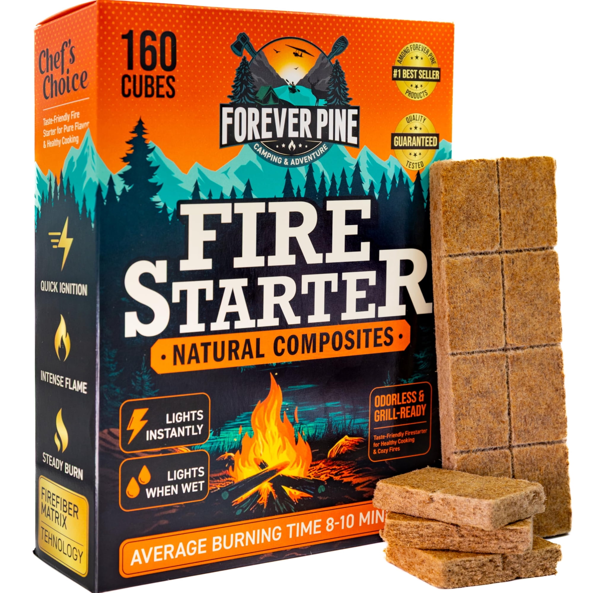 Fire Starter Cubes Forever Pine Camping & Adventure 160 Unidades