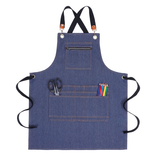 REGALWOVEN Delantales para Mujeres con Bolsillos, Delantal de Cocina Ajustable con Cintura Extra Larga 23.4x29.5 pulgadas Azul
