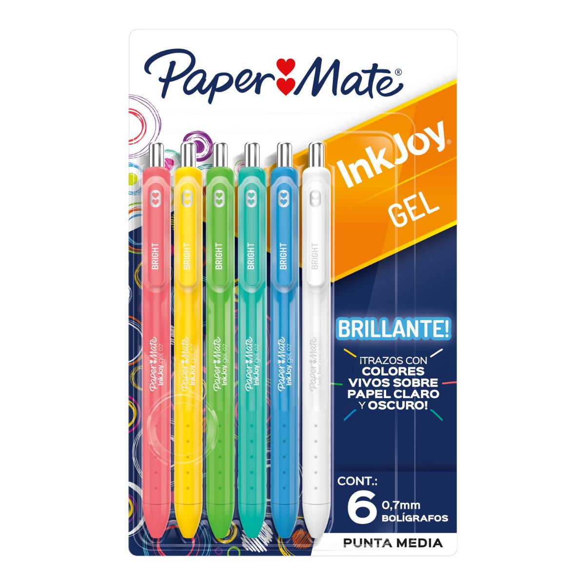 Set 6 Bolígrafos Inkjoy De Gel Paper Mate Colores Brillantes
