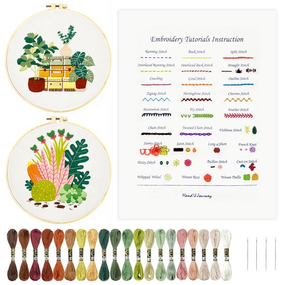 Kit de puntadas de bordado HAND U JOURNEY Get Started con 28 puntadas