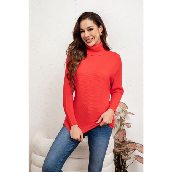 Sweater Mujer Cuello Alto Manga Larga Murciélago Tejido 5063
