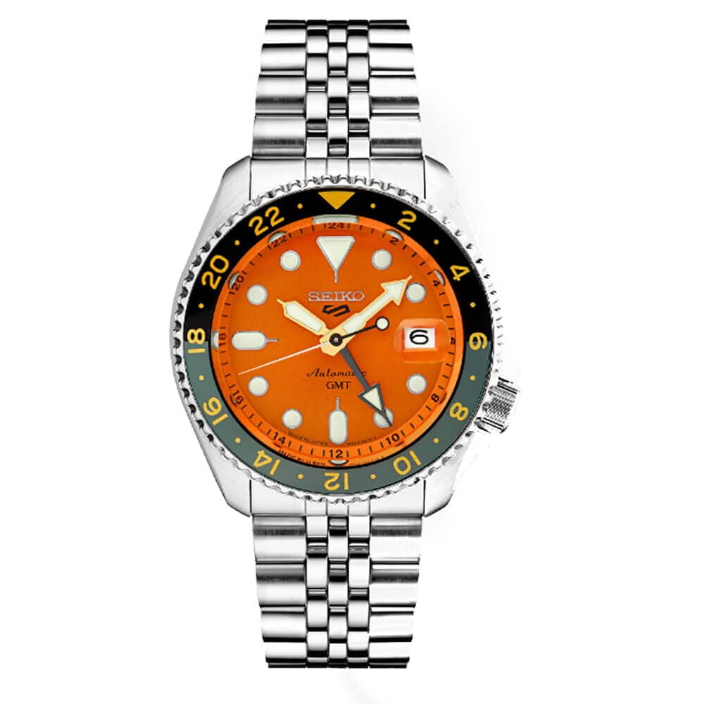 Reloj Seiko Ssk005 Automatic 5 Sports Para Hombre Con Esfera Naranja