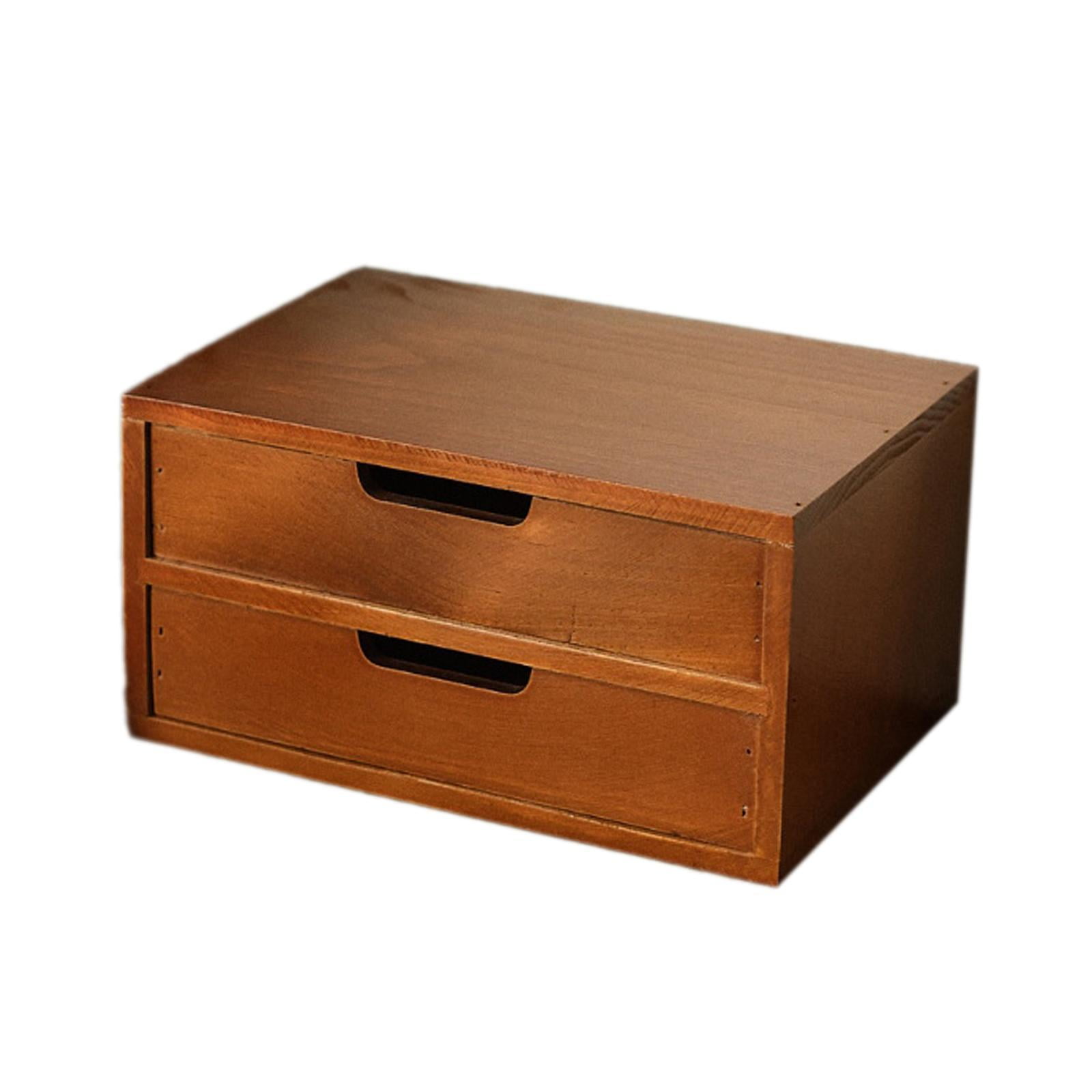 Bothyi - Organizador De Escritorio De Madera Con Cajones Extraíbles Creativos Para Dormitorio De Estilo Rústico, Estudio, 25 X 17,5 X 13 Cm, 2 Cajones