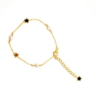 Tiana Joyas - Pulsera Con Estrellas Y Perlas De Plata 925 Enchapada En Oro De 18K