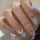 thumbnail image 1 of 24pcs Glossy 3D Moon and Star Press On Nails - Easy to Apply False Nails with Glue for Women and Girls, 1 of 2
