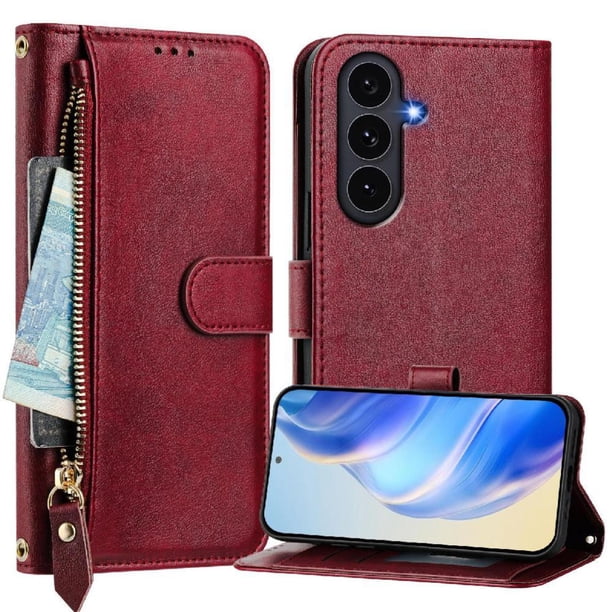 FOXDOCK Funda Tipo Cartera para Xiaomi Poco C75 Cuero PU con Cremallera y Correa de Muñeca, Ranuras para Tarjetas, Soporte Plegable, Cierre Magnético