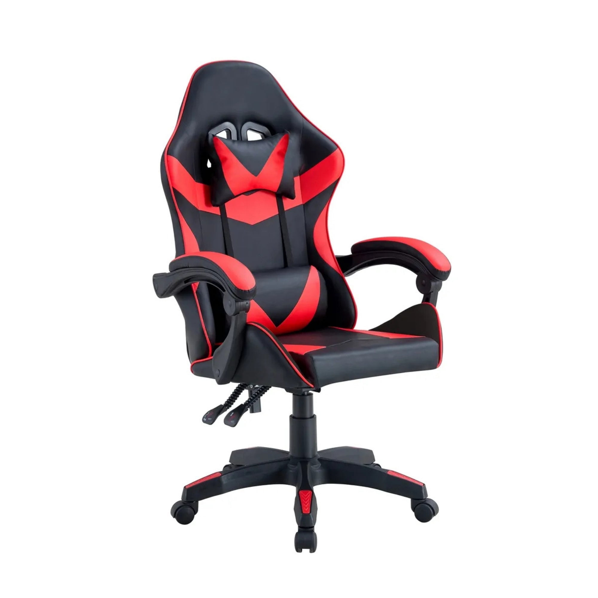 Arthome - Silla Gamer Tokio Ergonómica Negro Y Roja Reclinable Con Cojines